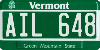 VT license plate AIL648