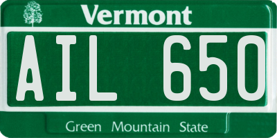VT license plate AIL650