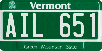 VT license plate AIL651