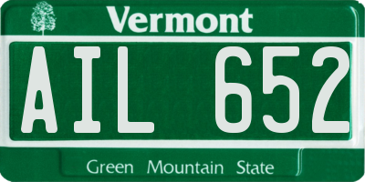 VT license plate AIL652