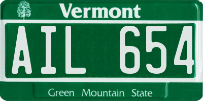 VT license plate AIL654