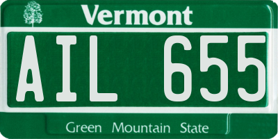 VT license plate AIL655