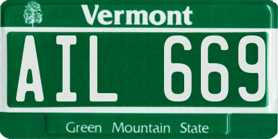VT license plate AIL669