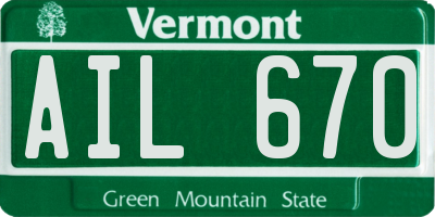VT license plate AIL670
