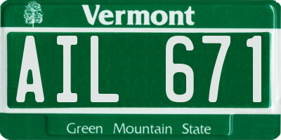 VT license plate AIL671