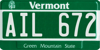 VT license plate AIL672
