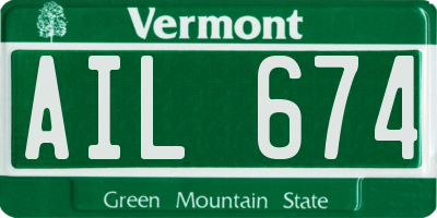 VT license plate AIL674
