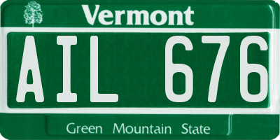 VT license plate AIL676
