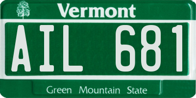 VT license plate AIL681