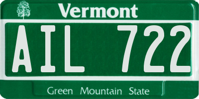 VT license plate AIL722