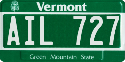 VT license plate AIL727