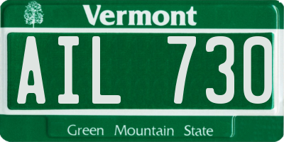 VT license plate AIL730