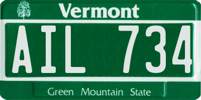 VT license plate AIL734