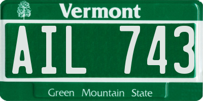 VT license plate AIL743
