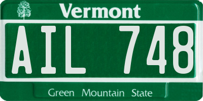 VT license plate AIL748