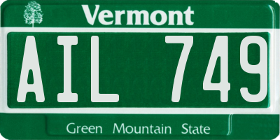VT license plate AIL749