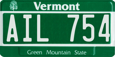 VT license plate AIL754