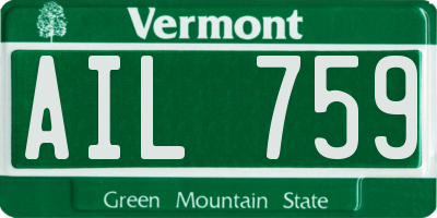 VT license plate AIL759