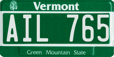 VT license plate AIL765