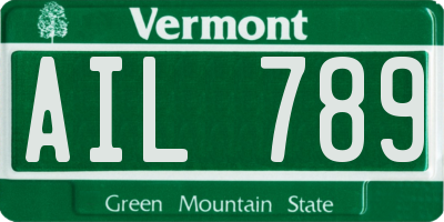 VT license plate AIL789