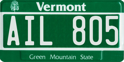 VT license plate AIL805