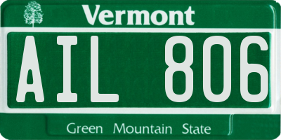 VT license plate AIL806