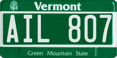 VT license plate AIL807