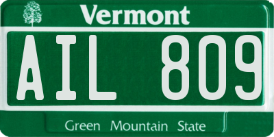 VT license plate AIL809