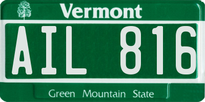 VT license plate AIL816