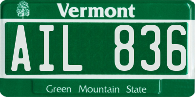 VT license plate AIL836