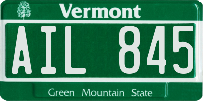VT license plate AIL845
