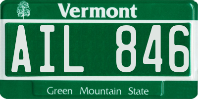 VT license plate AIL846