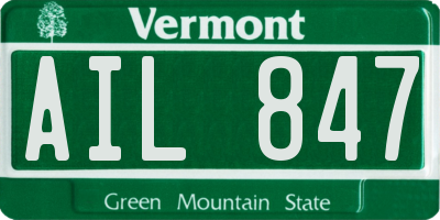 VT license plate AIL847