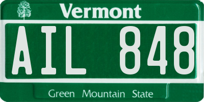 VT license plate AIL848