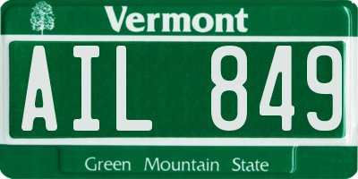VT license plate AIL849