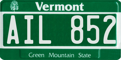 VT license plate AIL852