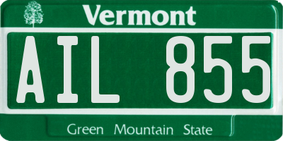 VT license plate AIL855