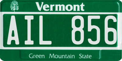 VT license plate AIL856