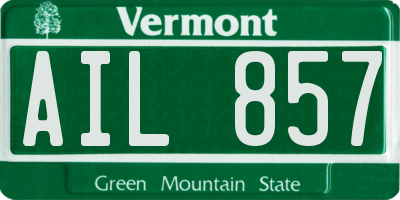 VT license plate AIL857