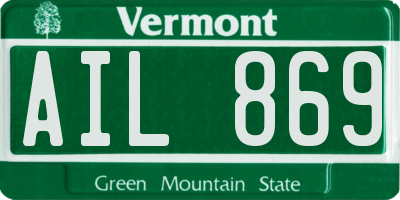 VT license plate AIL869