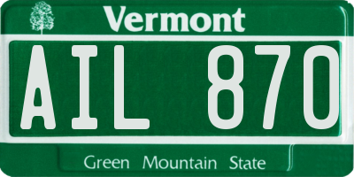 VT license plate AIL870