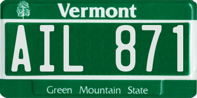 VT license plate AIL871