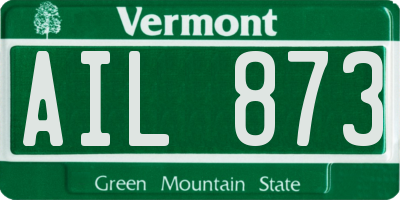 VT license plate AIL873