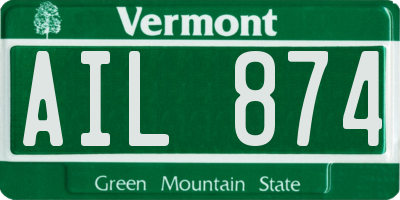 VT license plate AIL874