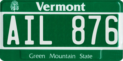 VT license plate AIL876