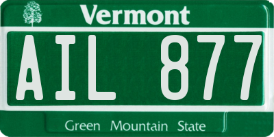 VT license plate AIL877
