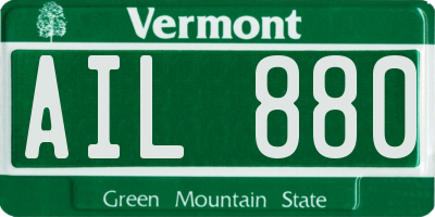 VT license plate AIL880