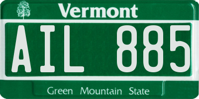 VT license plate AIL885
