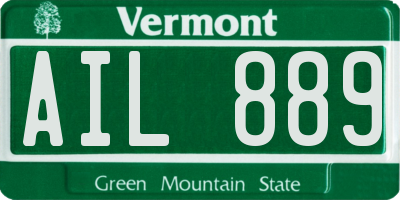 VT license plate AIL889