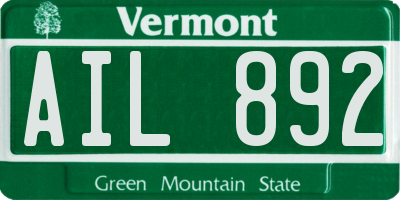VT license plate AIL892